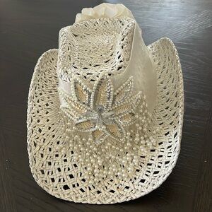 Off White Blingy cowboy hat.